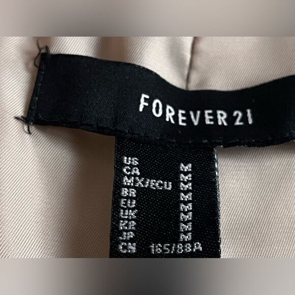 Forever 21 Women's Bomber Jacket Faux Shearling Zip-Up Coat Beige Tan Medium - Picture 4 of 8